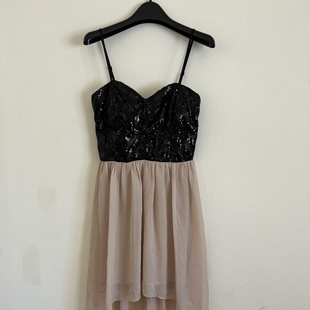 Windsor High Low Black/Taupe Dress